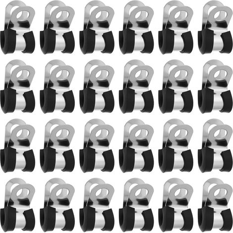 Colliers de Serrage pour Conduites de Frein 24 Pièces Clips en P Doublés de Caoutchouc pour Tuyaux de 3/16 Po Outils Automobiles (1/5)
