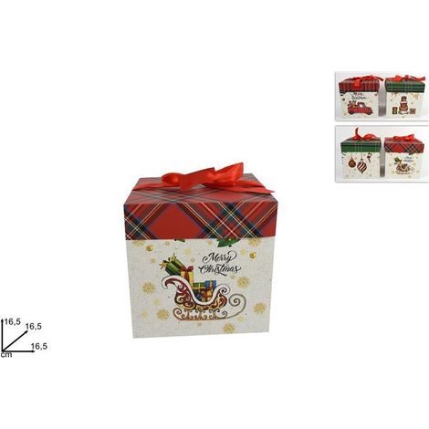 SCATOLA REGALO NATALE C/DECORO FANTASIA PREZZO CADUNO