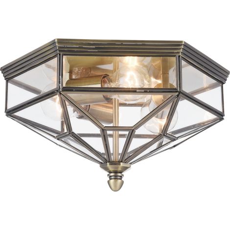 Plafonnier verre transparent bronze Zeil Maytoni 3xE27 60W (1/5)