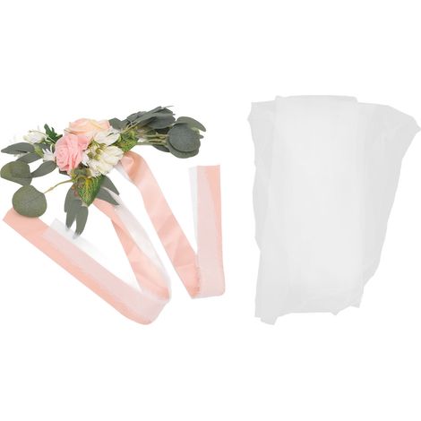 Housse de chaise longue pour mariage, fleurs pour le dossier de chaise, fête en extérieur style européen, décoration de roses artificielles blanches fraîches, rose coréen (1/5)