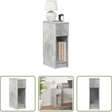 Schubladen - Nachttisch mit Schublade Betongrau 20x36x60 cm (1/5)