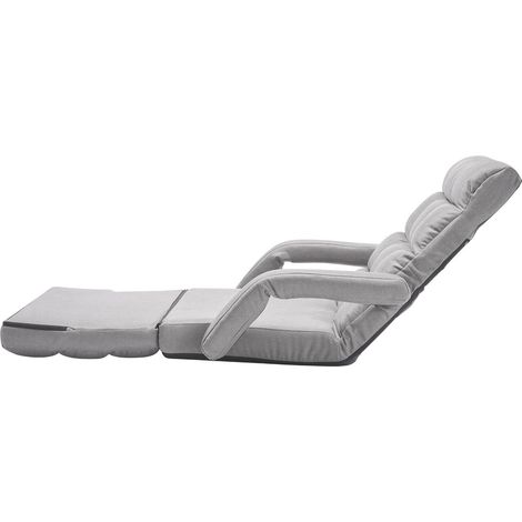 Fauteuil de sol gaming 5 positions réglables à dossier et accoudoirs, canapé-lit avec coussin lombaire, gris (1/5)