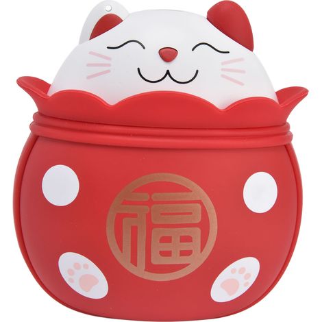 Maneki-neko Handwärmer, doppelseitiges Heizelement, tragbar, Mini, USB-aufladbar (mit eingebautem Akku), rot (1/5)