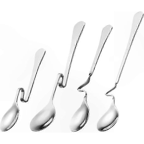 Set mit 4 Edelstahl-Rührlöffeln für Kaffee, Tee, Honig und andere Getränke, langlebige und stilvolle Rührlöffel. (1/4)
