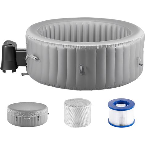 Bain gonflable rond portable , spa d'extérieur avec jets apaisants, filtre, housse et tapis, en PVC (1/5)