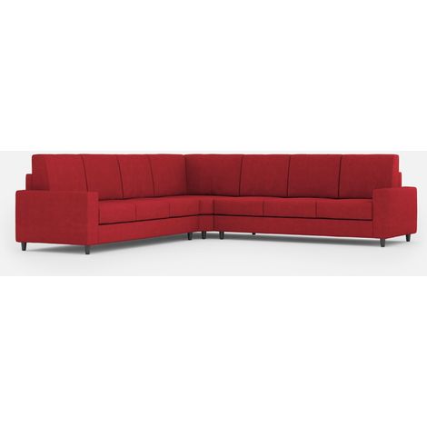 Divano Angolare 7 Posti 286x286x85 cm Sakar in Tessuto Rosso (1/5)