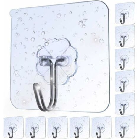 Lot de 20 crochets adhésifs transparents pour essuie-tout, crochets adhésifs pour mur et porte de cuisine, charge maximale 8 kg (1/5)