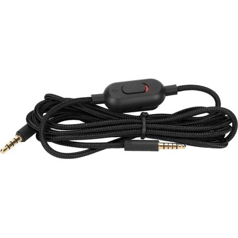 Cable de casco de juego tejido para escuchas, con control de volumen e interruptor de silencio, para Logitech G Pro X G433 G233, negro (1/5)