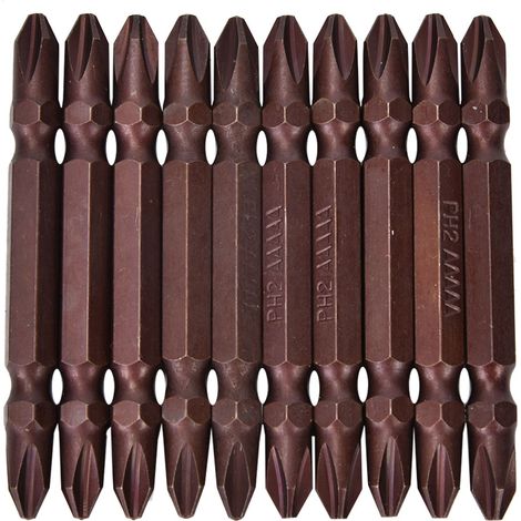 Embouts De Visseuse Ph2 - Acier S2 Double Tête Magnétique 65mm - Pour Perceuse Électrique Et Manuel - Lot De 10 Pièces (1/5)