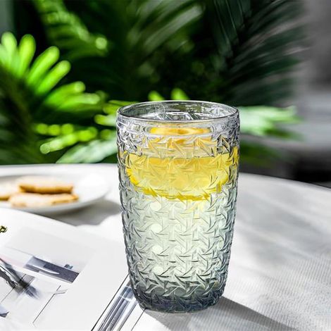 Verre Long Drink - 380 ml - Design Vintage Relief Fleur - Empilable - Pour Eau Boissons Fraîches - Lot de 4 (1/5)