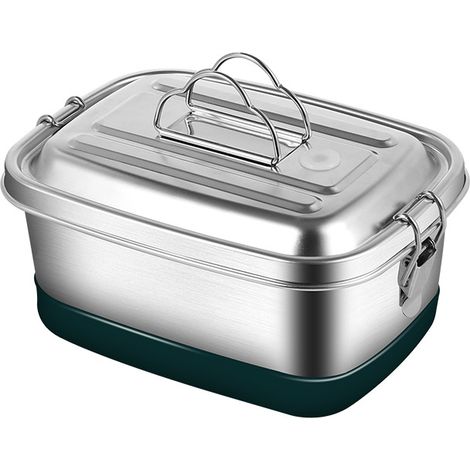 Boîte À Repas Bento - Acier Inoxydable Alimentaire - 2 0 L - 3 Compartiments - Double Étage - Étanche - 1 Pièce (1/5)