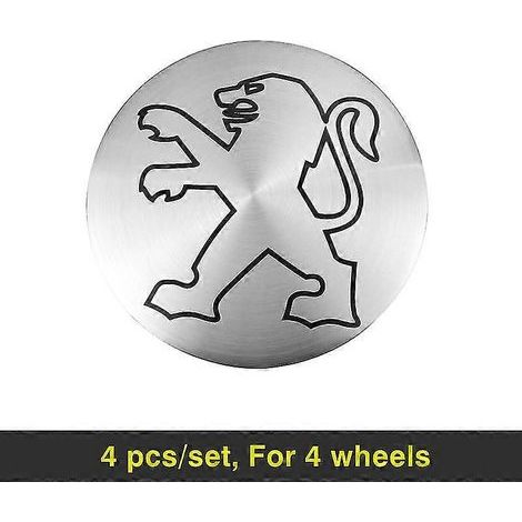 Lot de 4 autocollants métalliques pour enjoliveurs de roue de voiture Peugeot 206, 307, 308, 3008, 207, 208, 407, 508, 2008, 5008, 107, 106, 205, 4008, 301, argent. (1/5)