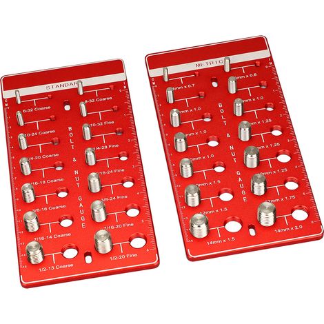 Lot de 2 gabarits de filetage aluminium 14 métriques 14 standards jauge mesure écrous vis taraudage précision (1/5)