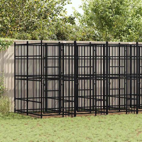 vidaXL Chenil d'extérieur pour chiens Acier 11,06 m² (1/5)