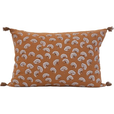 Coussin décoratif imprimé motif floral Marron Brun 40x60 cm