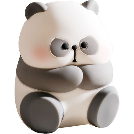 Lampe tactile panda mignon en silicone souple, veilleuse cartoon apaisante anti-stress, jouet lumineux à tapoter avec piles, grand format pour chambre (1/5)