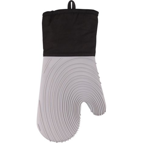 Gants de Cuisine Silicone Isolants Anti-brûlure Résistants Chaleur pour Four et Micro-Ondes Doublure Coton Épaisse Antidérapante Protection Mains,gris (1/5)