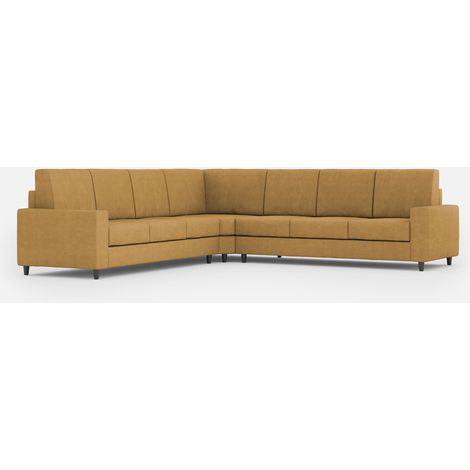 Divano Angolare 7 Posti 286x286x85 cm Sakar in Tessuto Ocra (1/5)