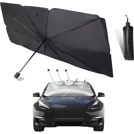 Parasol para parabrisas de coche, material de 5 capas, plegable y retráctil, protección UV, apto para la mayoría de los modelos (grande). (1/2)