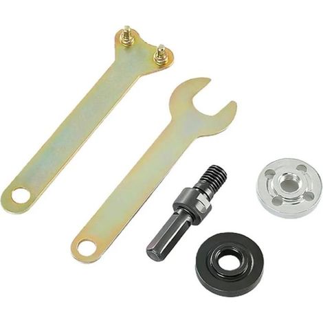Kit de conversion perceuse en meuleuse d'angle – compatible 10-13 mm, pour coupe/meulage/polissage, lame bois/disque abrasif, métal trempé (1/5)