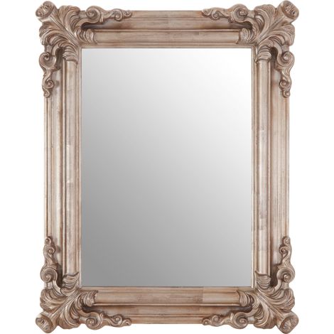 Premier Housewares Silver Frame Wall Mirror Intricate Floral Border For Bedroom / Hallway / Living Room Luxurious w75 x d7 x h95cm (1/4)