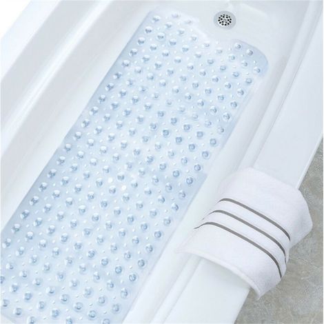 100 x 40 cm Transparente, längliche Anti-Rutsch-Badezimmermatte aus PVC-Material, Badewannen-Anti-Rutsch-Matte mit Saugnapf, Haushaltsartikel, für Toiletten, Waschräume usw. (1/5)