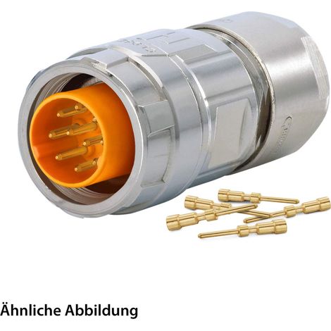 HUMMEL SET inkl. Kontakte M16 Kabelsteckverbinder, Crimpeinsatz gerade Polzahl 3+4+PE, Stift Kabelabgang gerade, Klemmbereich 3,0mm - 6,0mm - 1 Stück