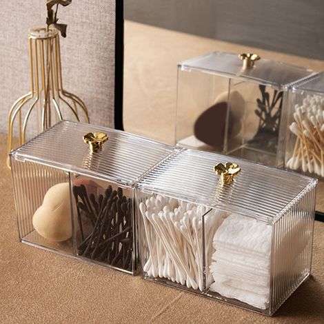 Lucky Clover Aufbewahrungsbox, transparenter Organizer für Wattestäbchen und Make-up-Entferner-Pads, Aufbewahrungsbox für kleine Alltagsgegenstände und Schreibtischdekoration (1/5)
