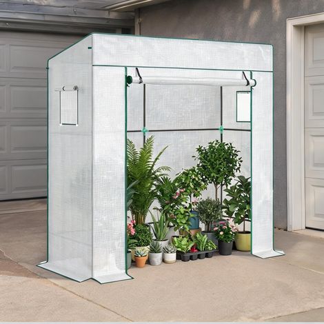 Serre de jardin coloris blanc en polyethylene 196 x 77 x 197 cm (1/5)