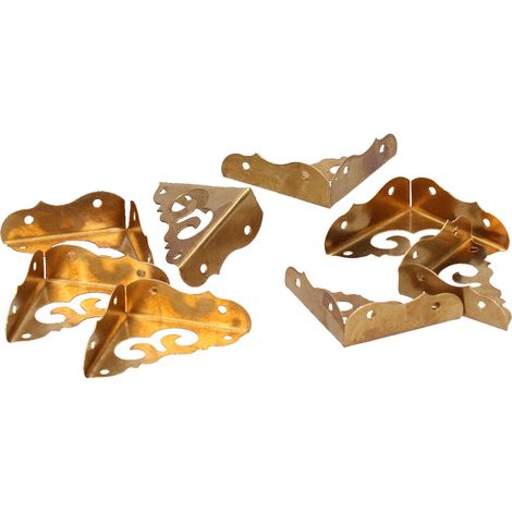 Lot de 8 protections d'angle en laiton antique pour boîtes, armoires et meubles (1/5)