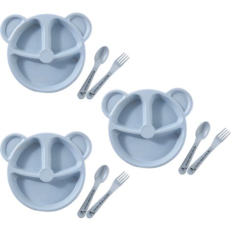 Assiette Micro-Ondes - Lot De 3 - Plastique - 3 Compartiments - Couvercle Inclus - Bento Repas (1/5)
