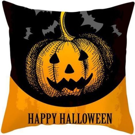 Housse de Coussin - - Citrouille Halloween - 45x45 cm - Peau de pêche - Orange (1/3)