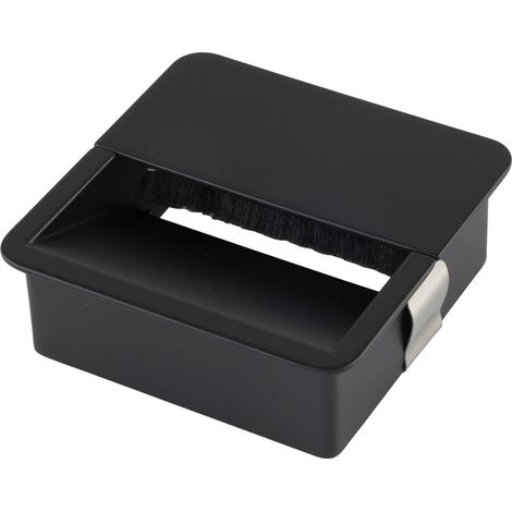 Pamar Kabeldurchgang, Kabelmanagement Kabeldurchführung Kabelkanal, Staubschutzbürste, Zinkdruckguss schwarz matt, 76x76 mm