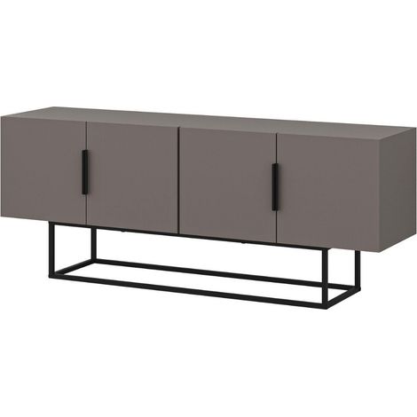 CALICOSY - Meuble TV 4 Portes et Pieds en Métal L140 cm - Titan