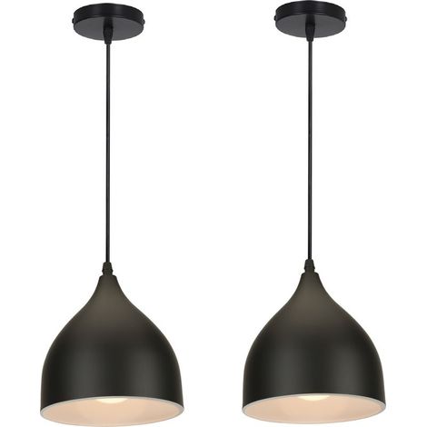 (2X) Lampe À Suspension Rétro Antique Plafonnier E27 Moderne Suspension Luminaire Créative Vintage Pour Café Bar Grange Noir (1/5)