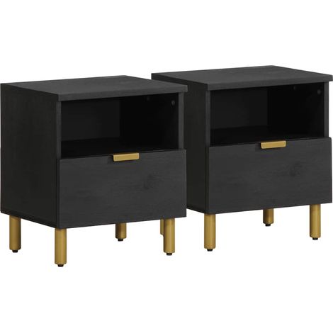 vidaXL Table de chevet noir 40x33x46 cm bois d'ingénierie (1/5)