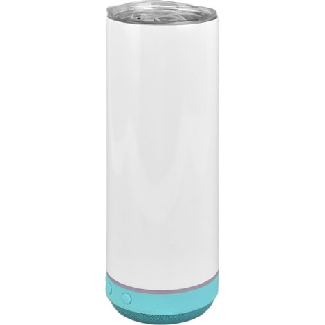 Tragbarer Bluetooth-Musik-Sublimationsbecher (20 oz), blauer Isolierbecher mit abnehmbarem Lautsprecher, eingebautem Lithium-Akku und geradem Boden. (1/5)
