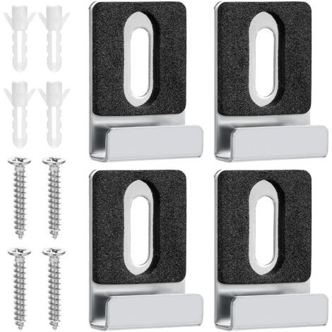 QORVA-Lot de 4 supports de miroir, support mural pour miroir, supports en acier inoxydable, clips de suspension de miroir, supports de suspension de miroir avec chevilles et vis pour miroirs lourds