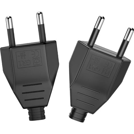 2 Pièces Fiche Européenne Plate, Prise Electrique Male 250V 2.5A, Fiche Euro Fiche D'alimentation Domestique Décorative à Encastrer ou à Remplacer (1/5)