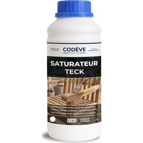 Codève Bois – Saturateur teck 1 L – Protection bois dur et teck – Rendement 8-11 m²/L selon application – Facilement recouvrable par lasure