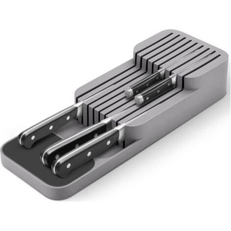 Organiseur, organiseur de couteaux de cuisine dans le tiroir pour 9 couteaux, compact, durable, peu encombrant, porte-couteaux de tiroir lavable pour rangement de couteaux, -Gris (1/5)