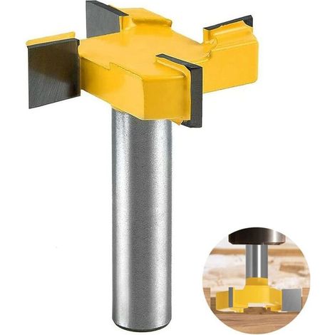 Fraise à raboter, 12mm Tige Routeur Bit, Fraise à aplatir, Fraise à plaque, Fraise à bois pour défonceuse, T Forme Routeur, p (1/4)