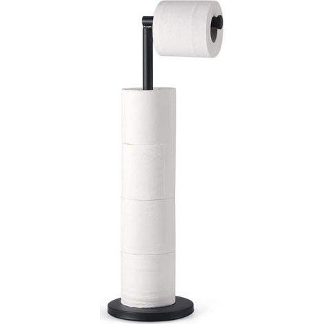 Freistehender Toilettenpapierhalter, Edelstahl-Spender, rostfreier Rollenhalter für 5 Rollen Toilettenpapier, Schwarz (1/5)