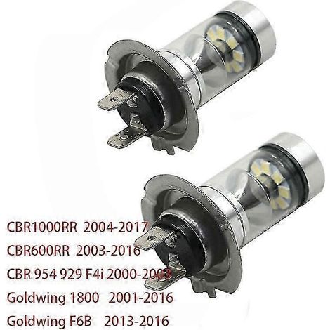 Ampoule de phare LED blanche H7 pour Honda CBR600RR 03-16, CBR1000RR 04-17, Goldwing 1800 GL1800 01-16, CBR 954 929 F4i 00-03, F6B 13-16 (1/5)