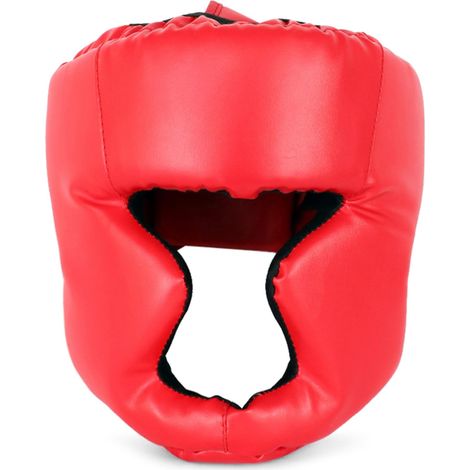 Casco da allenamento per adulti, ideale per sparring, arti marziali e boxe, in pelle PU, con imbottitura in schiuma spessa e chiusura regolabile in velcro. Copertura completa. (1/2)