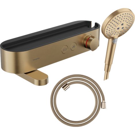 Pack mitigeur bain douche thermostatique HANSGROHE ShowerTablet Select + Flexible Designflex + Pommeau de douche Raindance 3 jets Bronze brossé