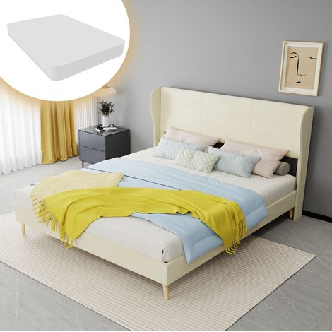 Polsterbett 160x200 cm Stoff/Metall Beige, ohne Stauraum, ohne Matratze – MEUBLIV (1/5)