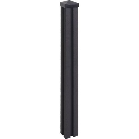WPC-Pfosten Savoie-WPC-Zaun, Pfeiler Pfahl, Stecksystem 98cm, anthrazit
