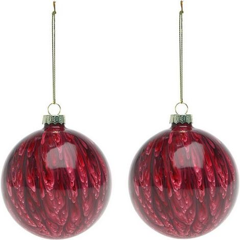 Palle di Natale - 113572 - Rosso - Marrone - Vetro - 8 cm (1/4)