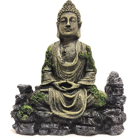 Buddha-Statue fürs Aquarium – Robustes und sicheres Kunstharz – Natürlicher Unterschlupf für Fische